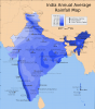 India, Annual Average Rainfall Map