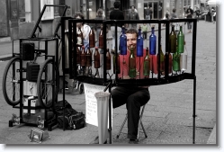bottle_music_bologna_01 * Music on the bottles, @ Bologna, Italy. Near by Piazza Maggiore.