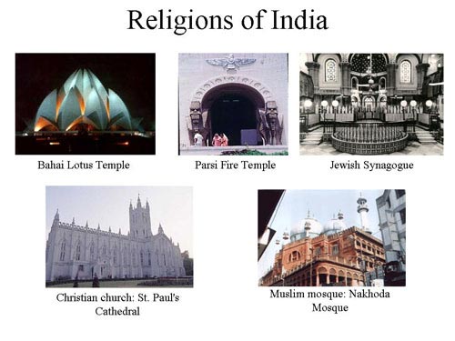 bahai, parsi, jew, christian & muslim religions of india