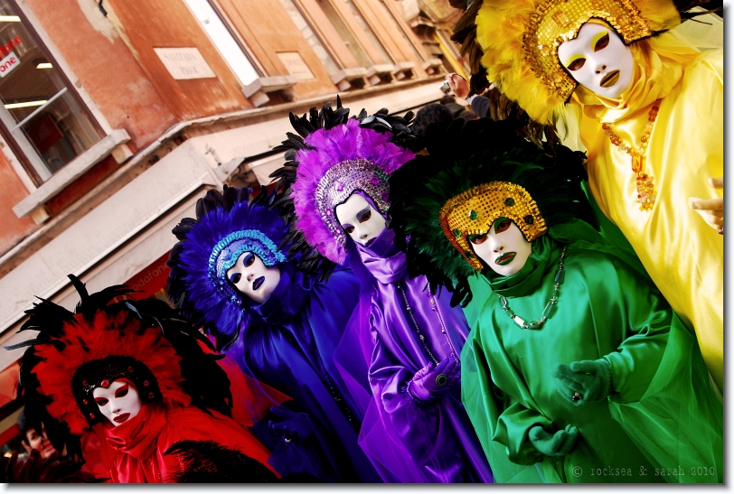 multicolored masks at carnivale venezia