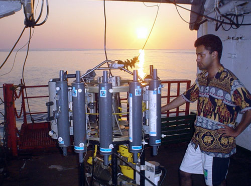 Oceanographer CTD launch at Sagar Kanya, Arabian Sea
